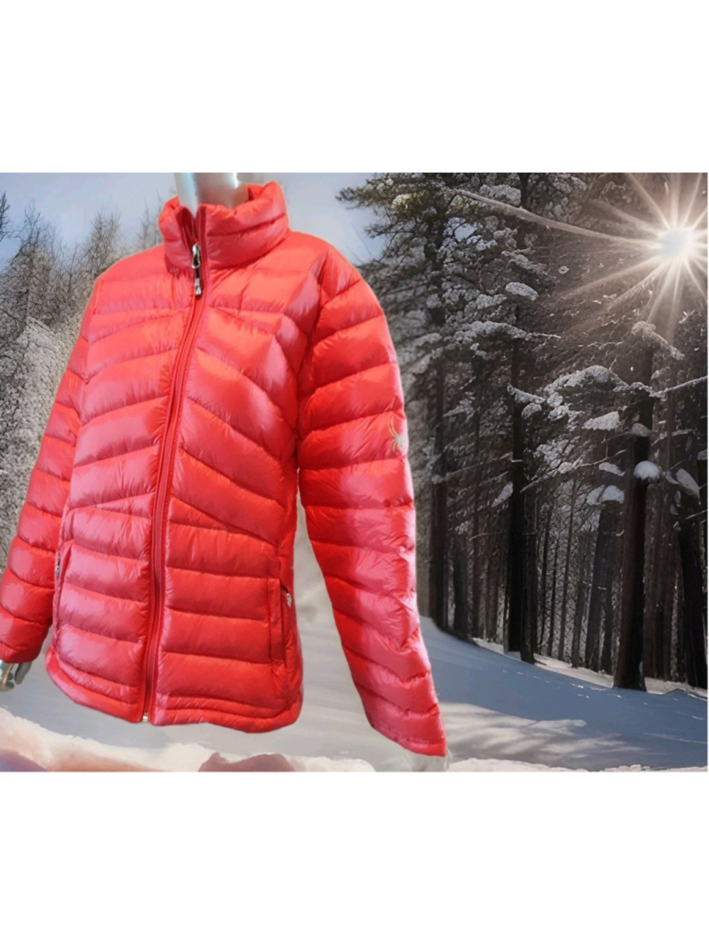 Spyder Women's Syrround DOWN Jacket Hibiscus Pink(Orange) - Large NWOT